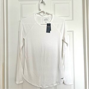 Hollister White Raglan Long Sleeve Tee - Medium